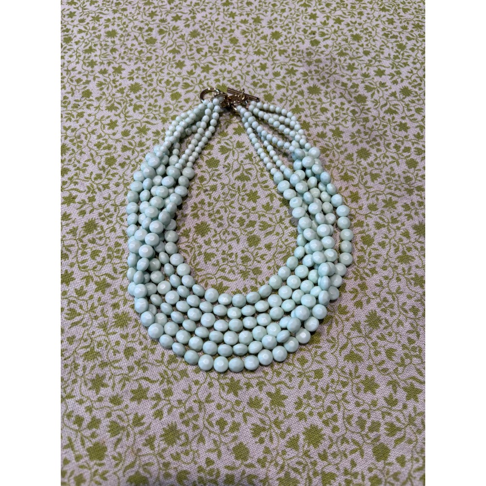 Zenzi Womens Mint Green Multi Strand Beaded Bib Statement Necklace Gold Toggle